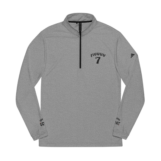 Embroidered Quarter-Zip Pullover — White adidas® Performance Top with '7' Arch Design