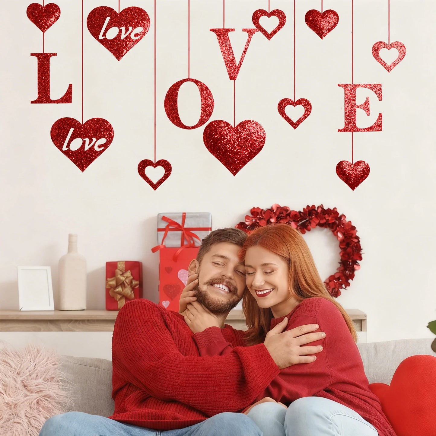 Valentine's Day Heart Decorations Love-Themed Hanging Ornaments for Party and Wedding Decor for Valentine's Day Engagement Celeb