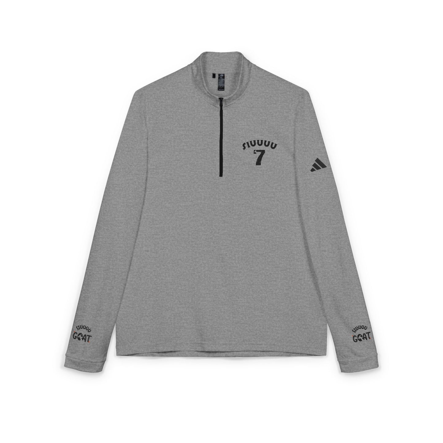 Embroidered Quarter-Zip Pullover — White adidas® Performance Top with '7' Arch Design