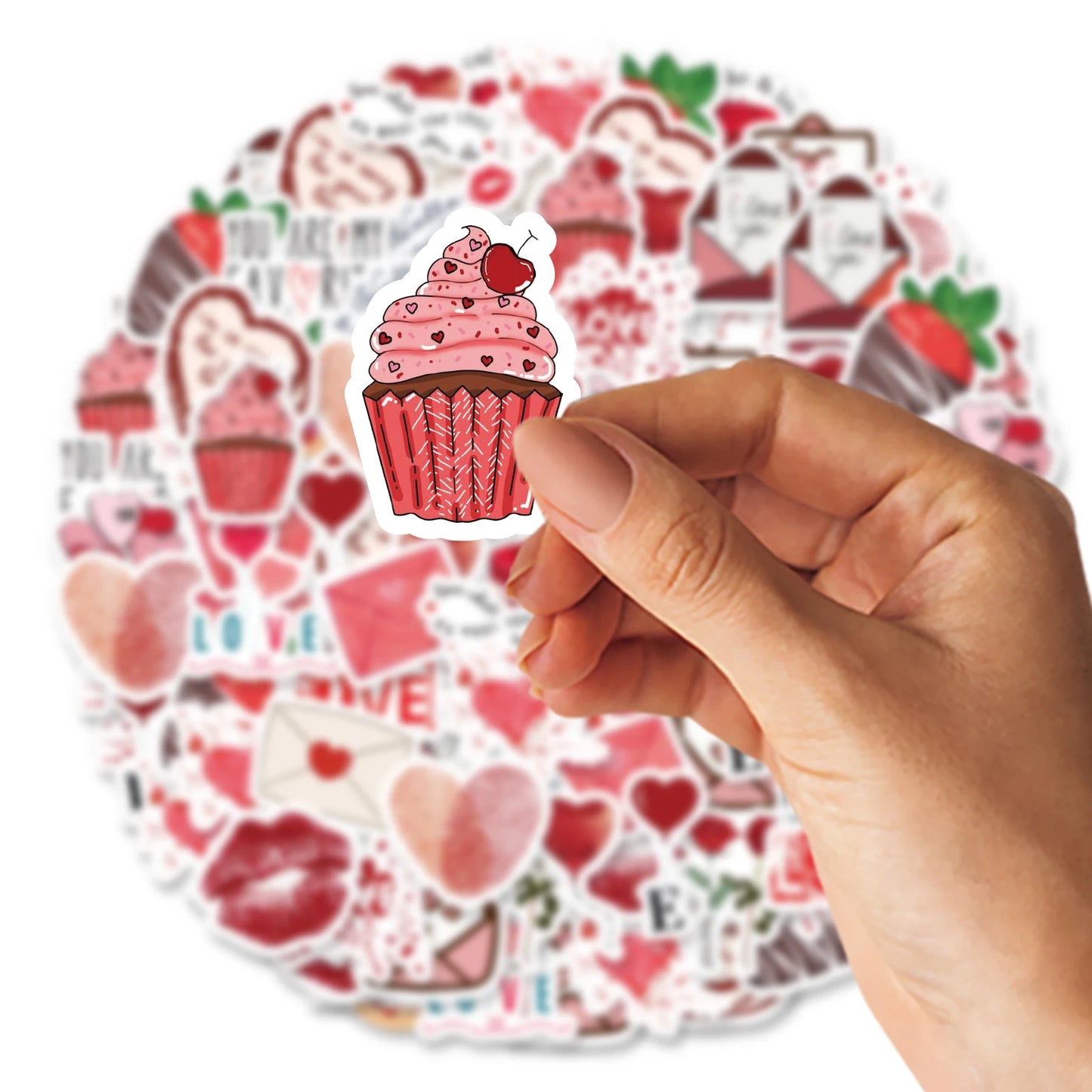 46pcs Valentine's Day Theme Pattern Stickers, Suitable for Valentine Parties, Photo Albums, Notebooks, Phone Cases, Water Bottle
