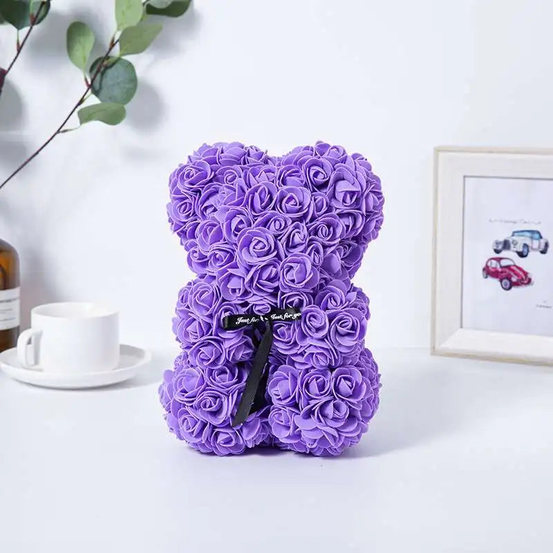 Romantic Valentine's Day Creative Eternal Flower Rose Bear Christmas Gift Rose Bear Hug Bear Wedding Flower Decoration Gift