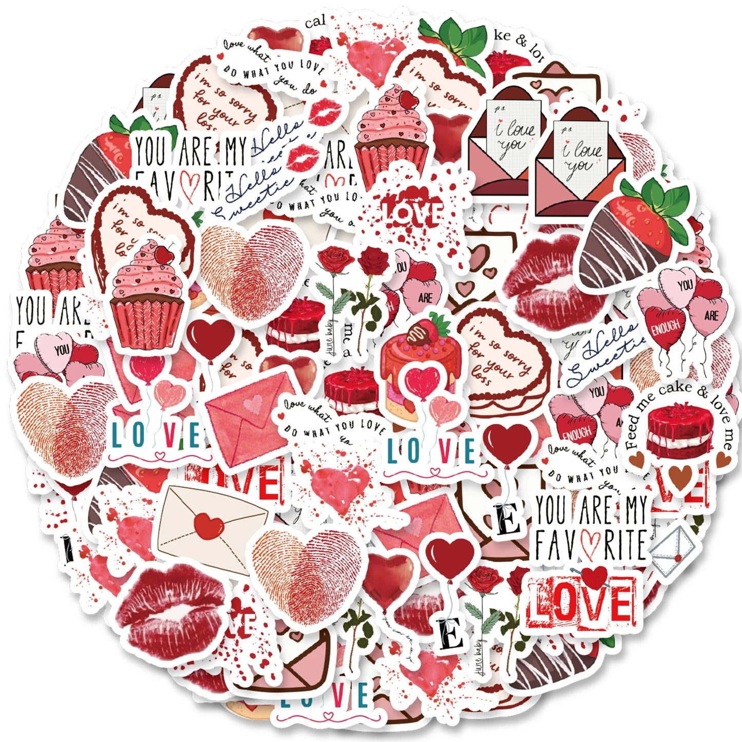 46pcs Valentine's Day Theme Pattern Stickers, Suitable for Valentine Parties, Photo Albums, Notebooks, Phone Cases, Water Bottle