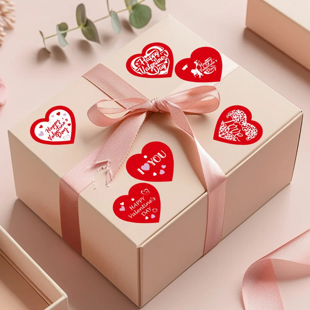 TYFYO 500pcs Valentine's Day Stickers - 1 inch Love Heart Stickers for Wedding Party, Gifts Decoration