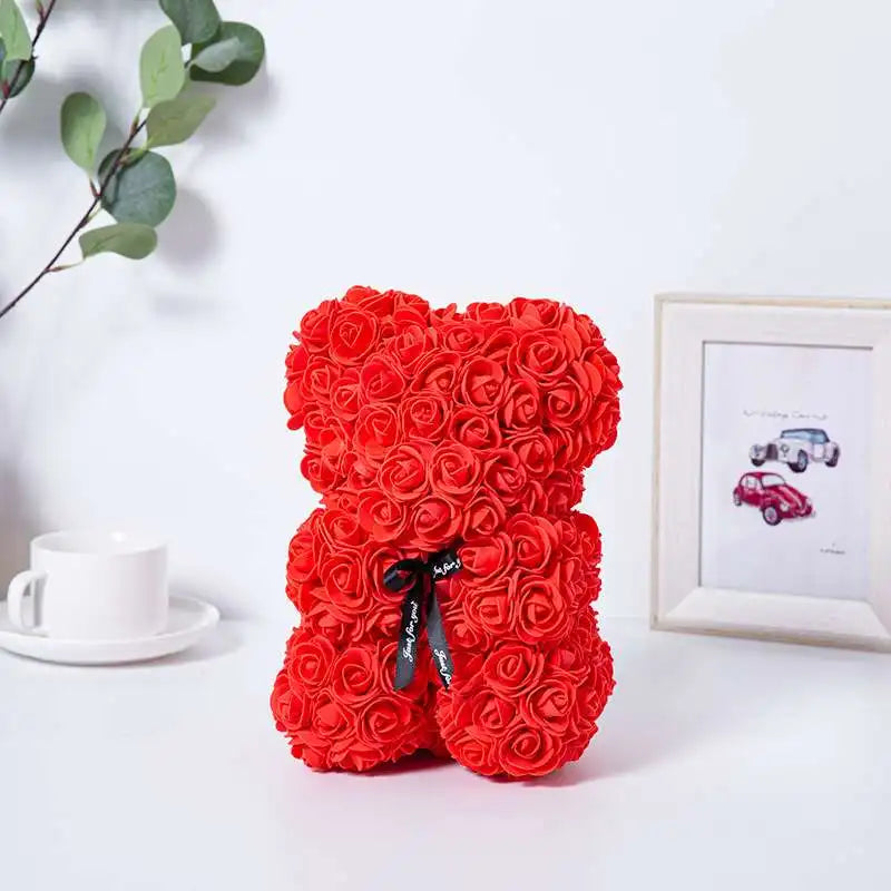 Romantic Valentine's Day Creative Eternal Flower Rose Bear Christmas Gift Rose Bear Hug Bear Wedding Flower Decoration Gift