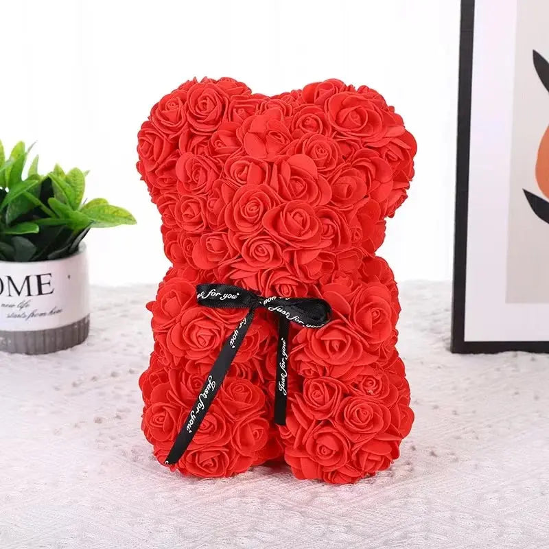 Romantic Valentine's Day Creative Eternal Flower Rose Bear Christmas Gift Rose Bear Hug Bear Wedding Flower Decoration Gift