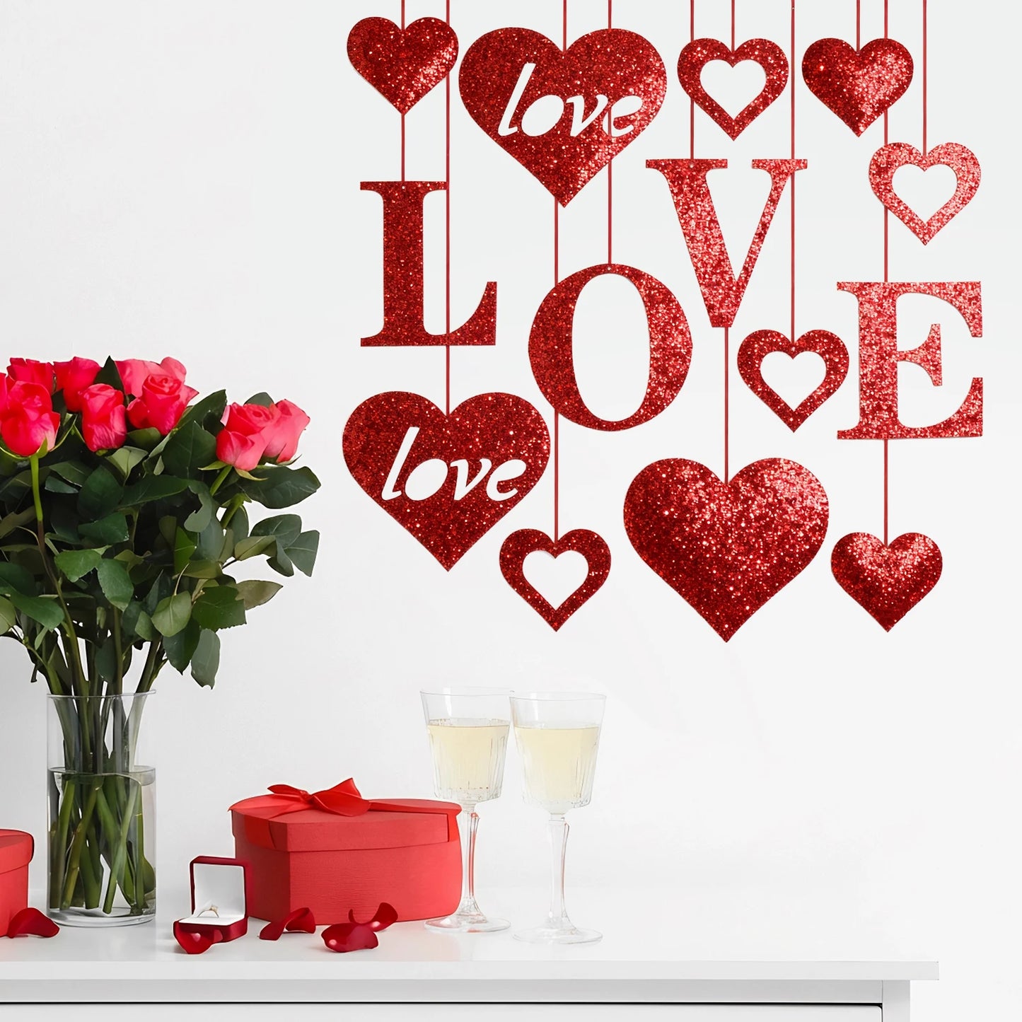 Valentine's Day Heart Decorations Love-Themed Hanging Ornaments for Party and Wedding Decor for Valentine's Day Engagement Celeb