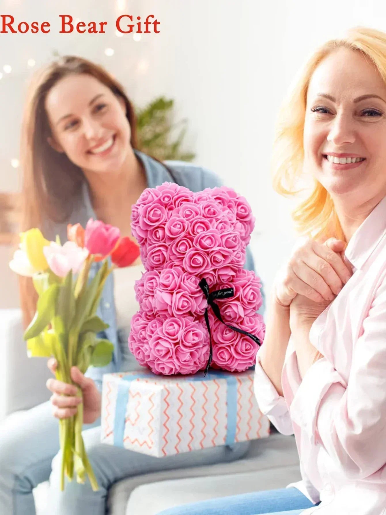 Rose Teddy Bear Artificial Flower Anniversary Valentines Day Birthday Gift Mothers Day Mom Gifts Girlfriend Birthday Gifts Women