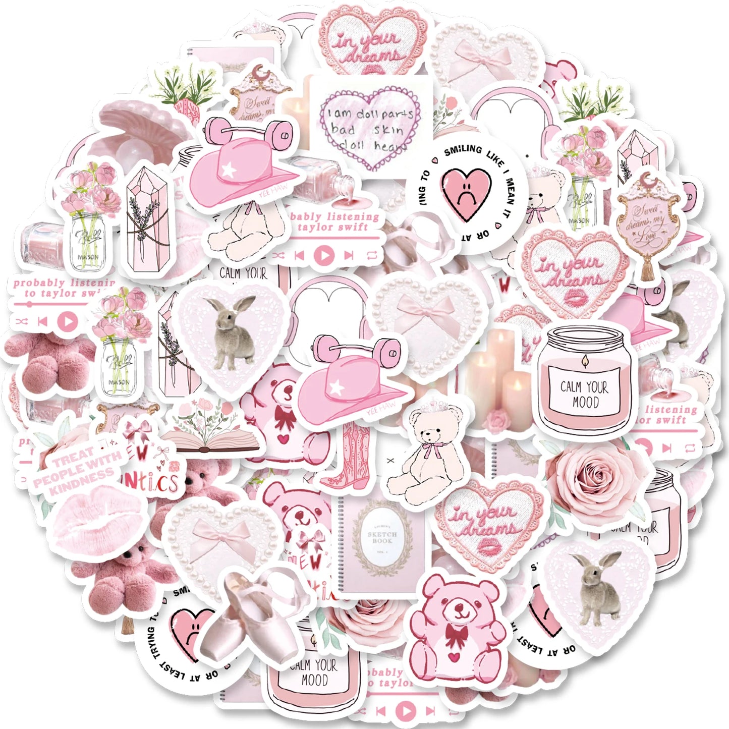 46pcs Valentine's Day Theme Pattern Stickers, Suitable for Valentine Parties, Photo Albums, Notebooks, Phone Cases, Water Bottle