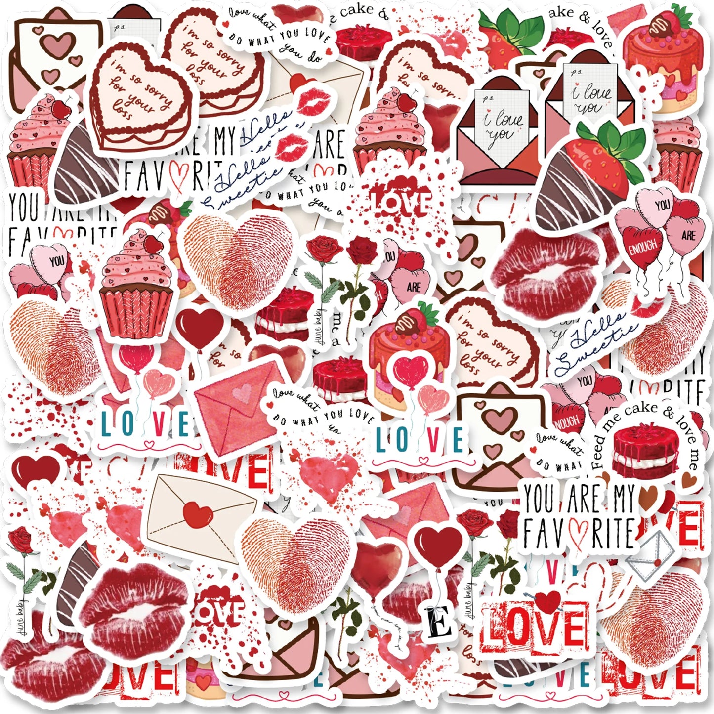 46pcs Valentine's Day Theme Pattern Stickers, Suitable for Valentine Parties, Photo Albums, Notebooks, Phone Cases, Water Bottle