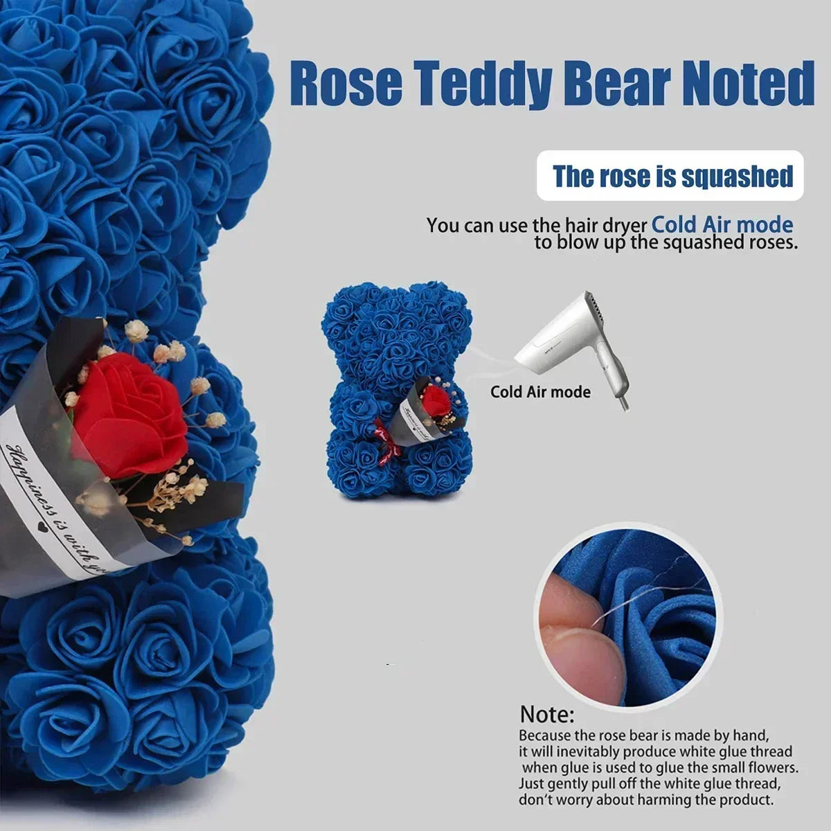 Rose Teddy Bear Artificial Flower Anniversary Valentines Day Birthday Gift Mothers Day Mom Gifts Girlfriend Birthday Gifts Women