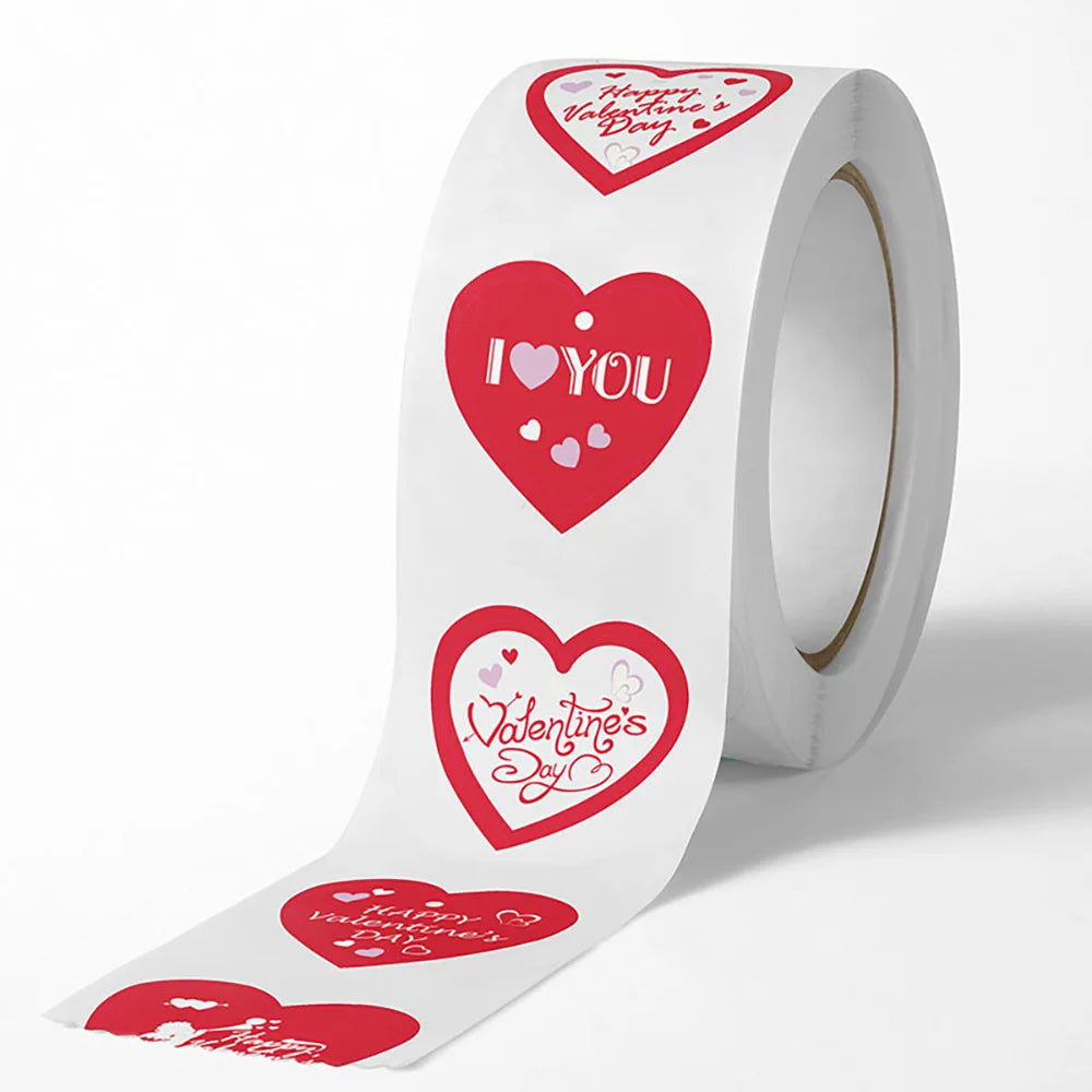TYFYO 500pcs Valentine's Day Stickers - 1 inch Love Heart Stickers for Wedding Party, Gifts Decoration