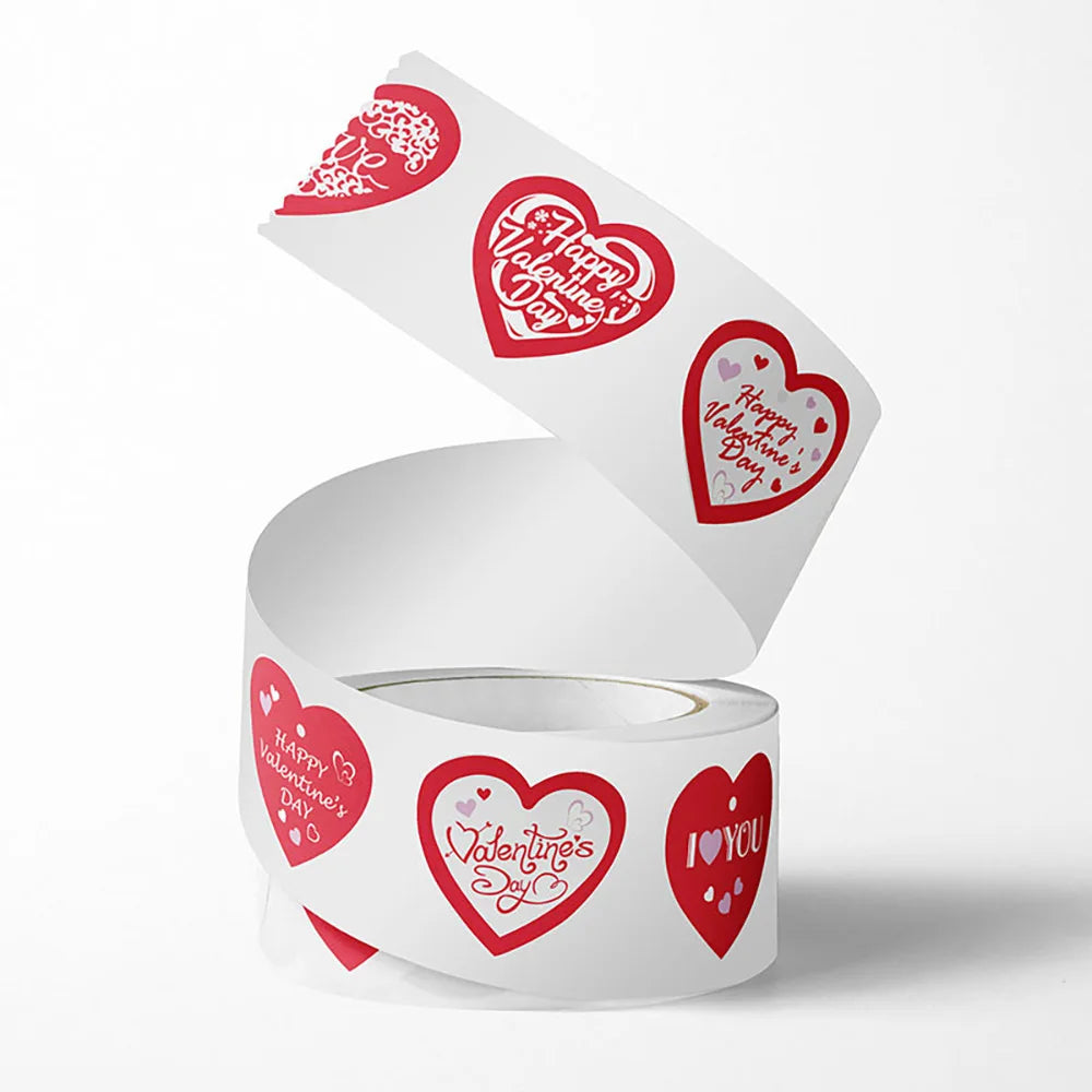 TYFYO 500pcs Valentine's Day Stickers - 1 inch Love Heart Stickers for Wedding Party, Gifts Decoration