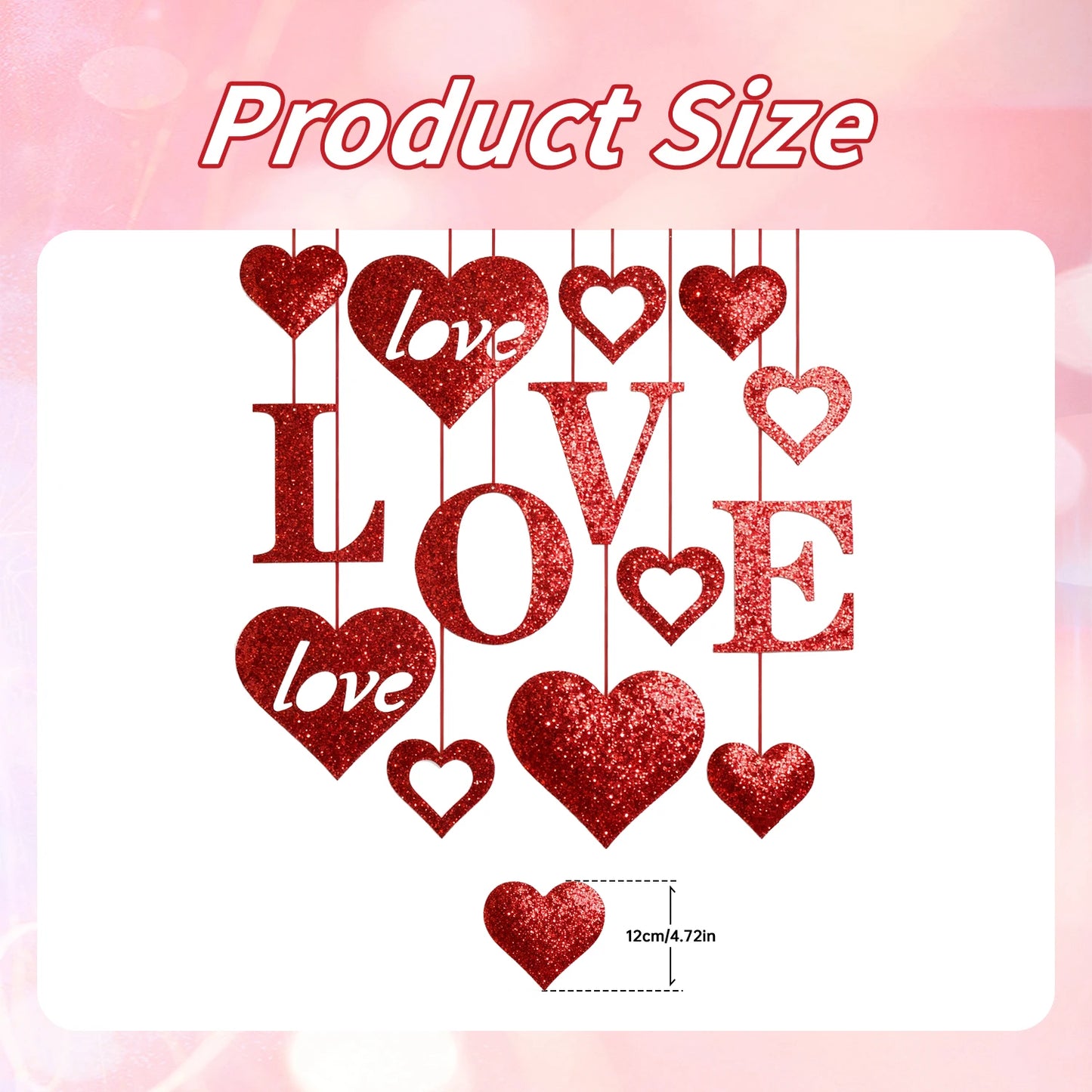 Valentine's Day Heart Decorations Love-Themed Hanging Ornaments for Party and Wedding Decor for Valentine's Day Engagement Celeb