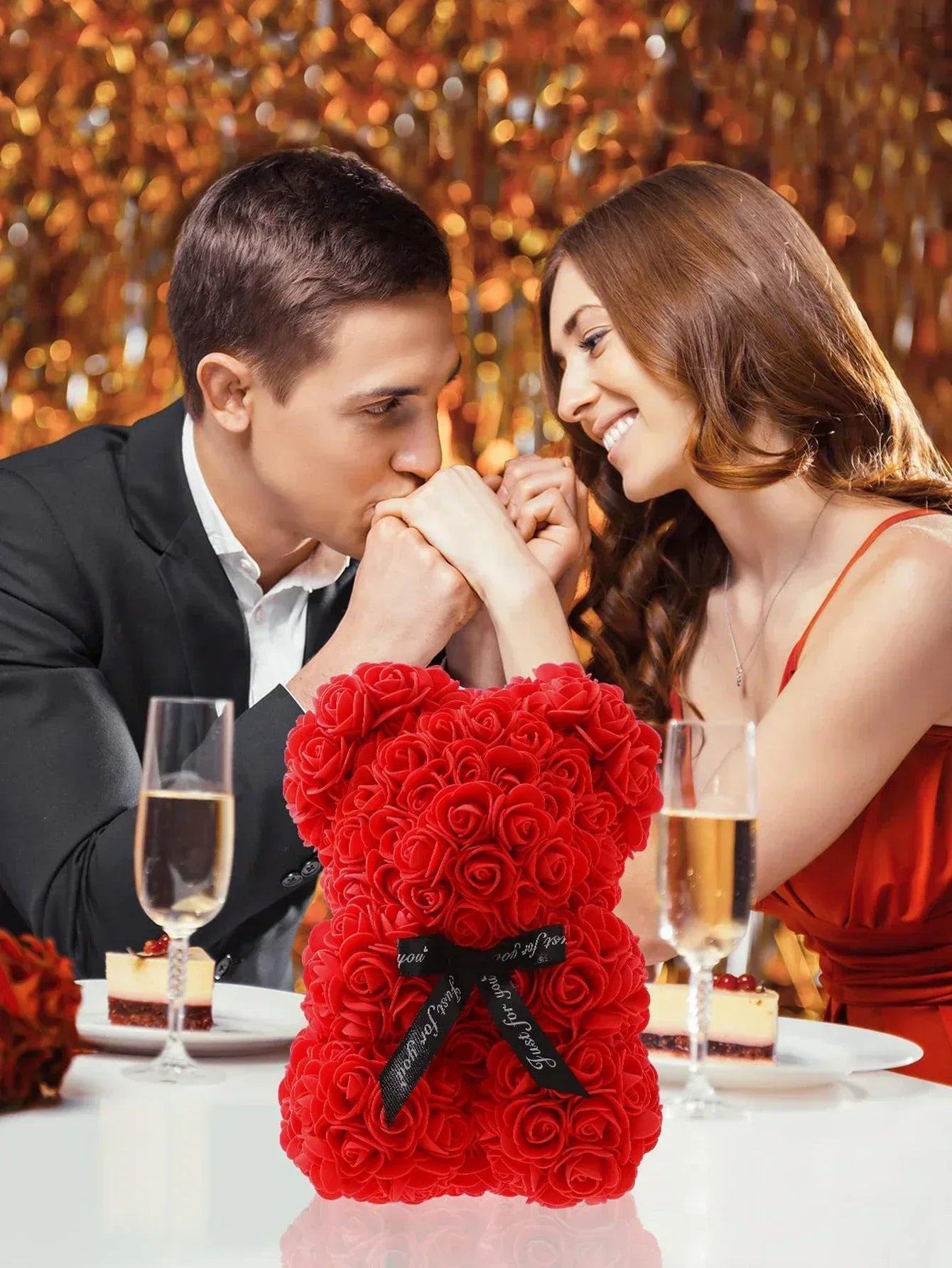 Rose Teddy Bear Artificial Flower Anniversary Valentines Day Birthday Gift Mothers Day Mom Gifts Girlfriend Birthday Gifts Women