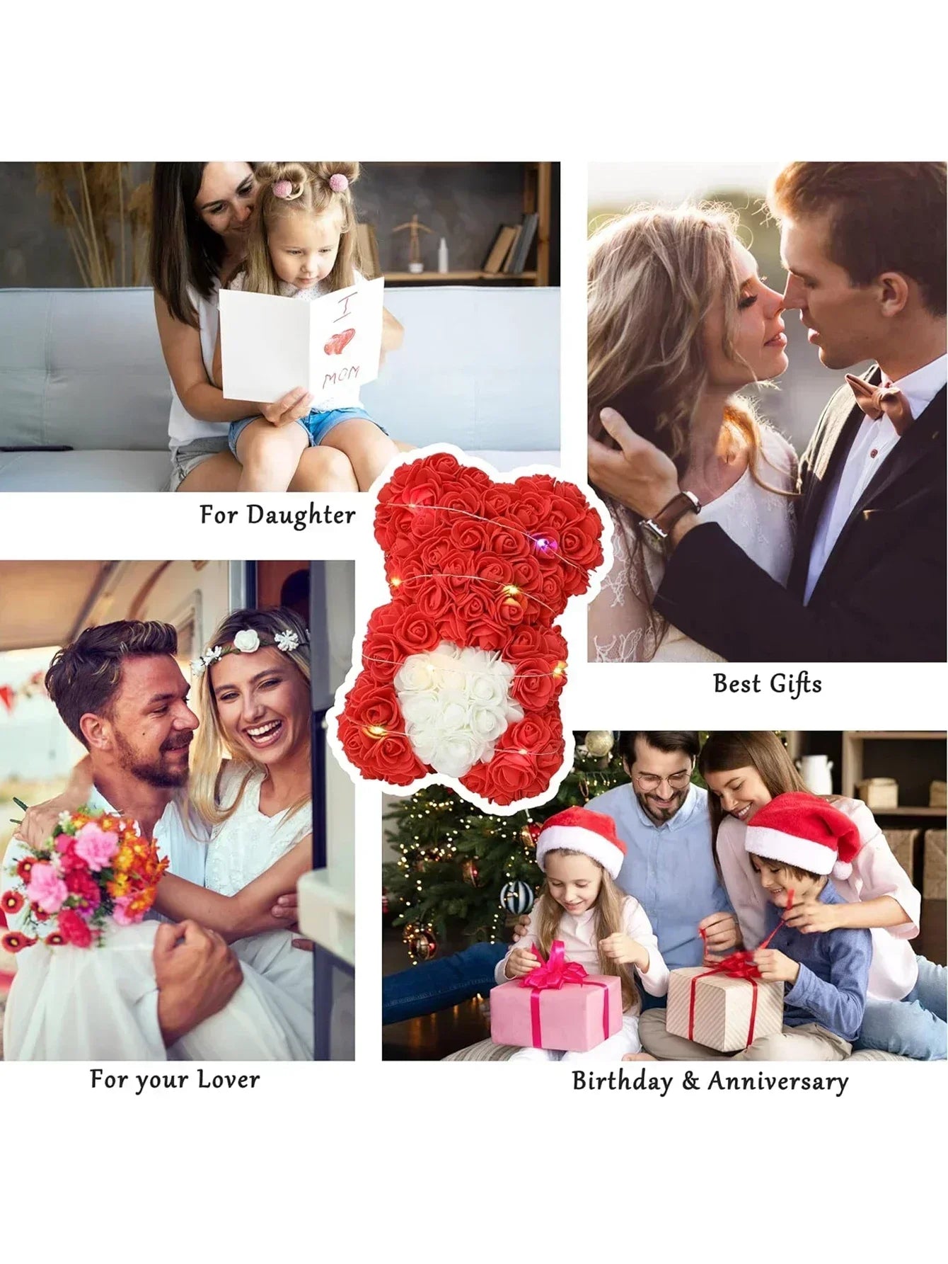 Rose Teddy Bear Artificial Flower Anniversary Valentines Day Birthday Gift Mothers Day Mom Gifts Girlfriend Birthday Gifts Women