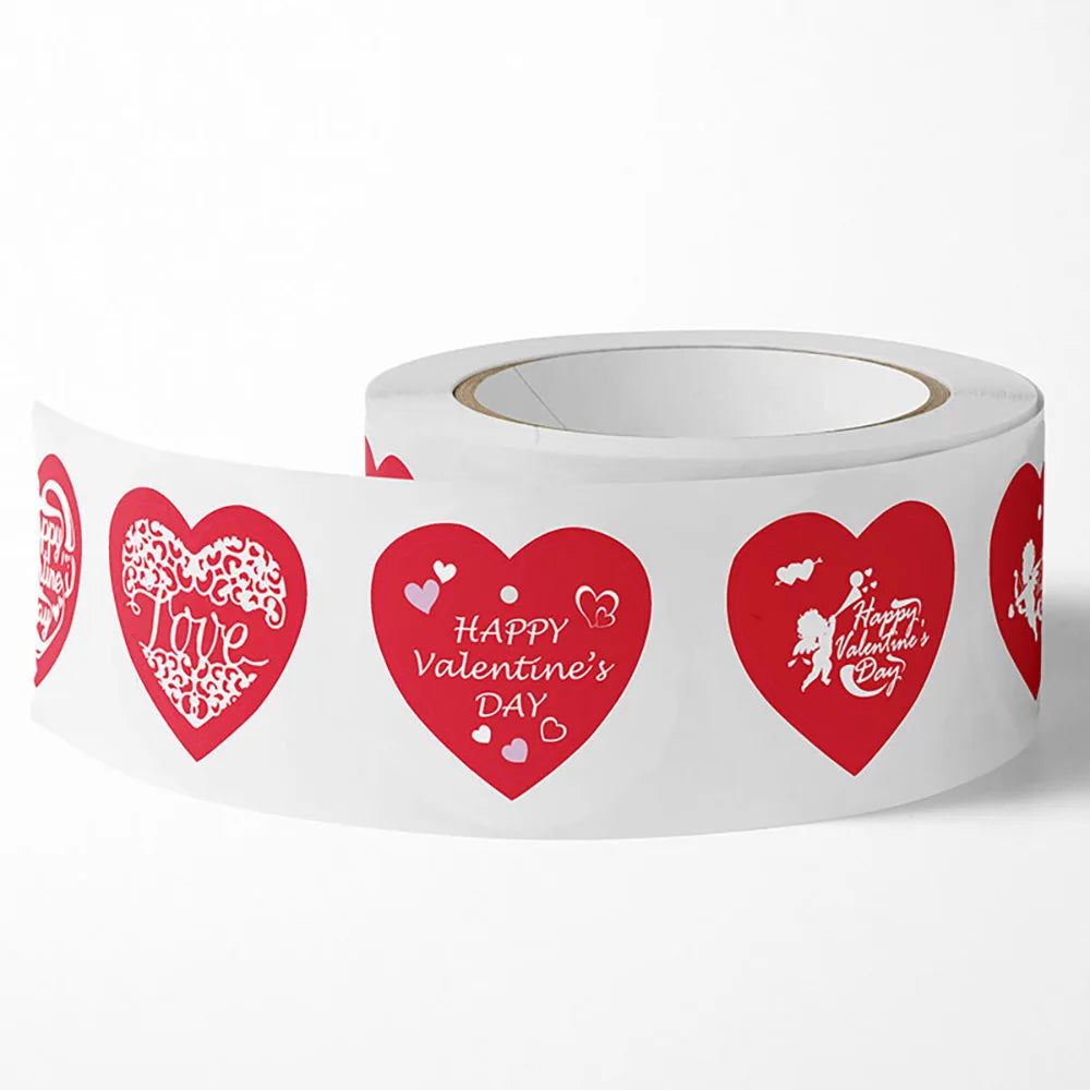 TYFYO 500pcs Valentine's Day Stickers - 1 inch Love Heart Stickers for Wedding Party, Gifts Decoration