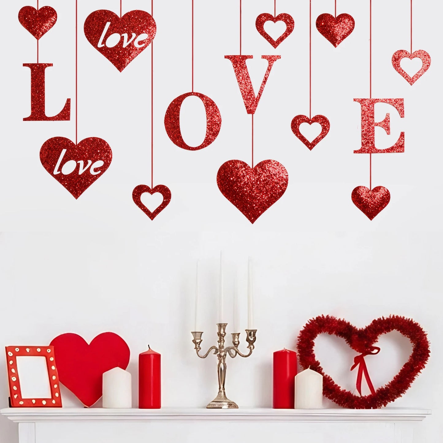 Valentine's Day Heart Decorations Love-Themed Hanging Ornaments for Party and Wedding Decor for Valentine's Day Engagement Celeb