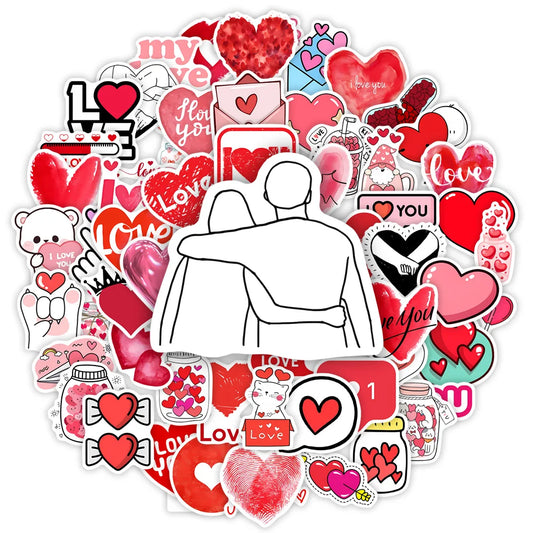 Red Love Heart Valentine's Day Stickers  DIY Gift Decal for Laptop Phone Scrapbook Luggage Decorative Graffiti Waterproof