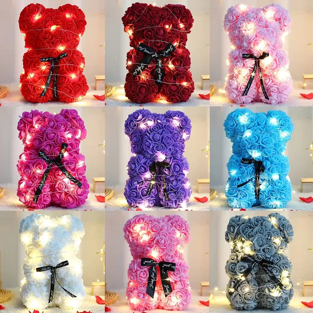 Rose Teddy Bear Artificial Flower Anniversary Valentines Day Birthday Gift Mothers Day Mom Gifts Girlfriend Birthday Gifts Women