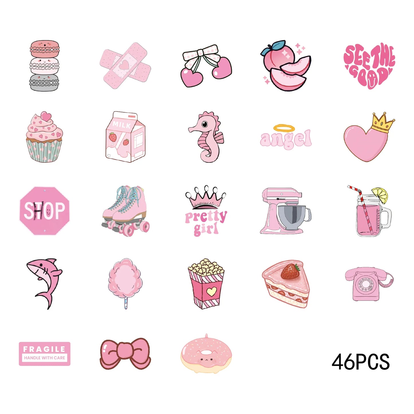 46pcs Valentine's Day Theme Pattern Stickers, Suitable for Valentine Parties, Photo Albums, Notebooks, Phone Cases, Water Bottle