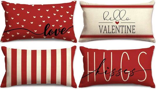 Valentine's Day rectangular pillowcase sweet love pillowcase 40X60cm striped cushion cover home sofa decoration,