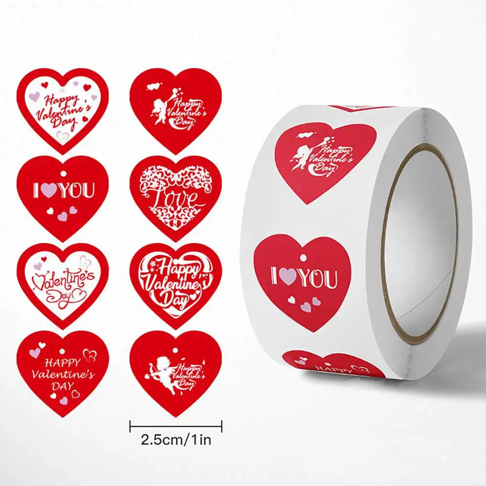 TYFYO 500pcs Valentine's Day Stickers - 1 inch Love Heart Stickers for Wedding Party, Gifts Decoration