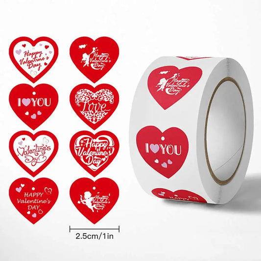 TYFYO 500pcs Valentine's Day Stickers - 1 inch Love Heart Stickers for Wedding Party, Gifts Decoration